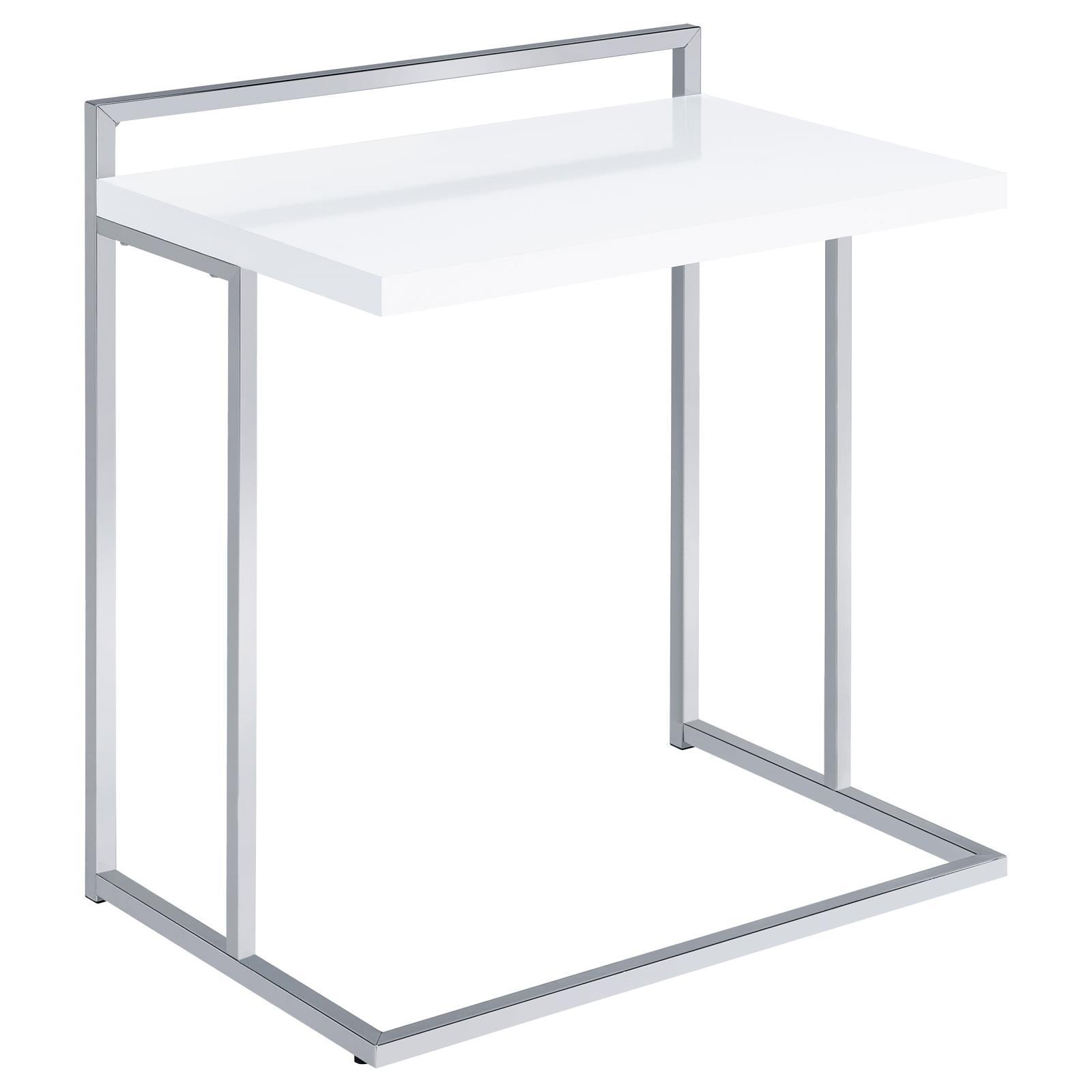 White High Gloss Rectangular Top Snack Table With Metal Legs White White Primary Living Space Contemporary,Modern Rectangular Coffee & End Tables Glossy Wood Sled