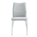 Four Light Gray Dining Chairs. A Medieval Modern Chair Made Of Pu Material With Soft Cushions And Silver Metal Legs. Suitable For Restaurants And Living Rooms Light Gray Pu