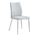 6 Light Gray Dining Chairs. Modern Chairs From The Middle Ages. Made Of Pu Material Cushion And Silver Metal Legs. Suitable For Restaurants And Living Rooms C 009 Light Gray Pu