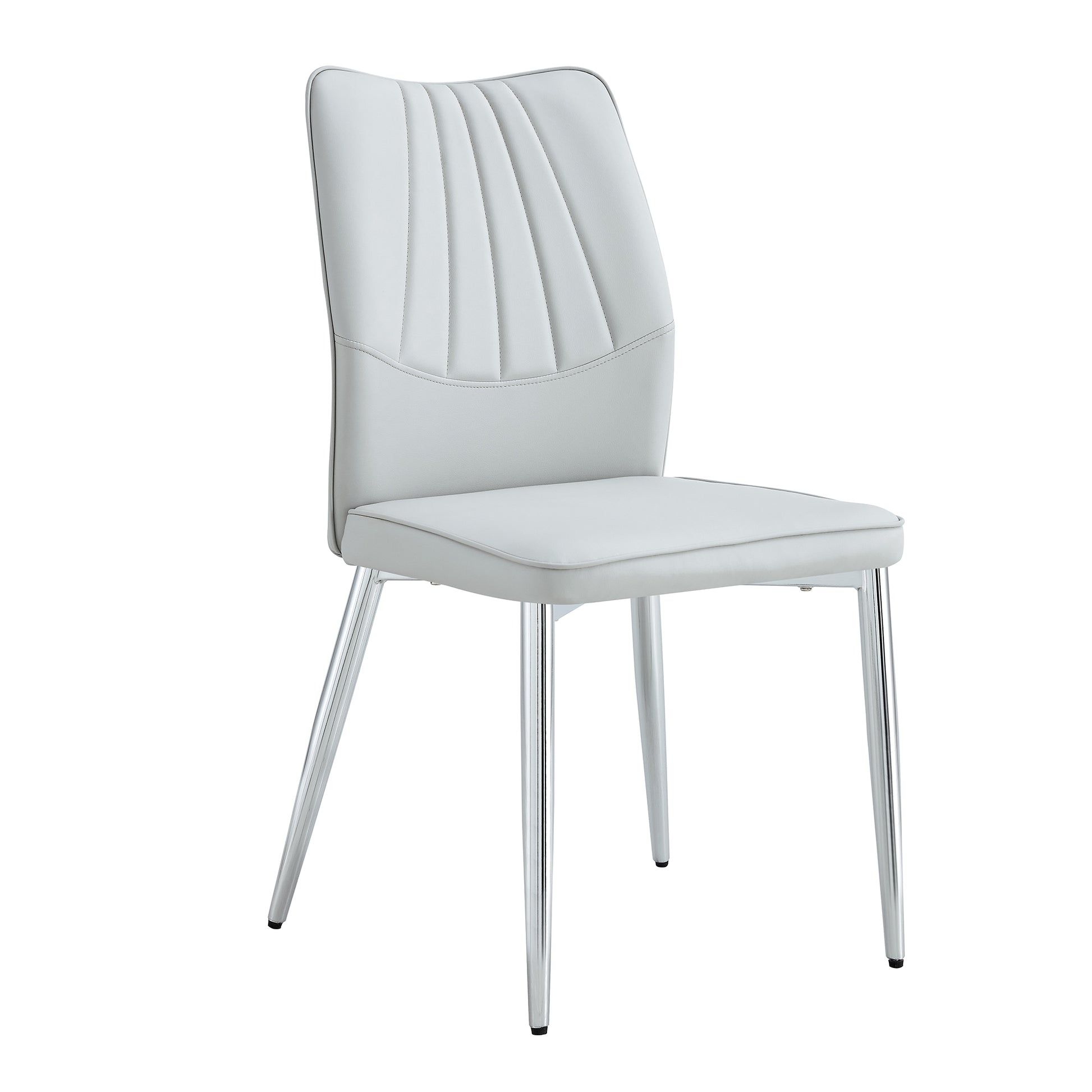 6 Light Gray Dining Chairs. Modern Chairs From The Middle Ages. Made Of Pu Material Cushion And Silver Metal Legs. Suitable For Restaurants And Living Rooms C 009 Light Gray Pu