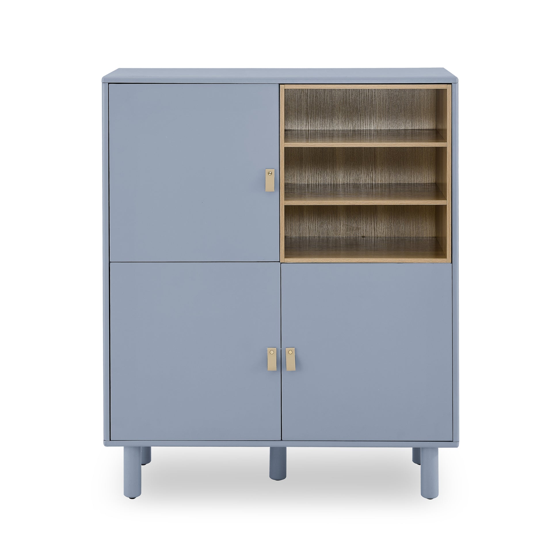 Storage Cabinet With Door, Multifunctional Storage Cabinet, Modern Sideboard Cabinet, Wooden Storage Cabinet, Leather Handle Drawer Cabinet, Home Storage Cabinet, Office Cabinet Blue Solid Wood Mdf