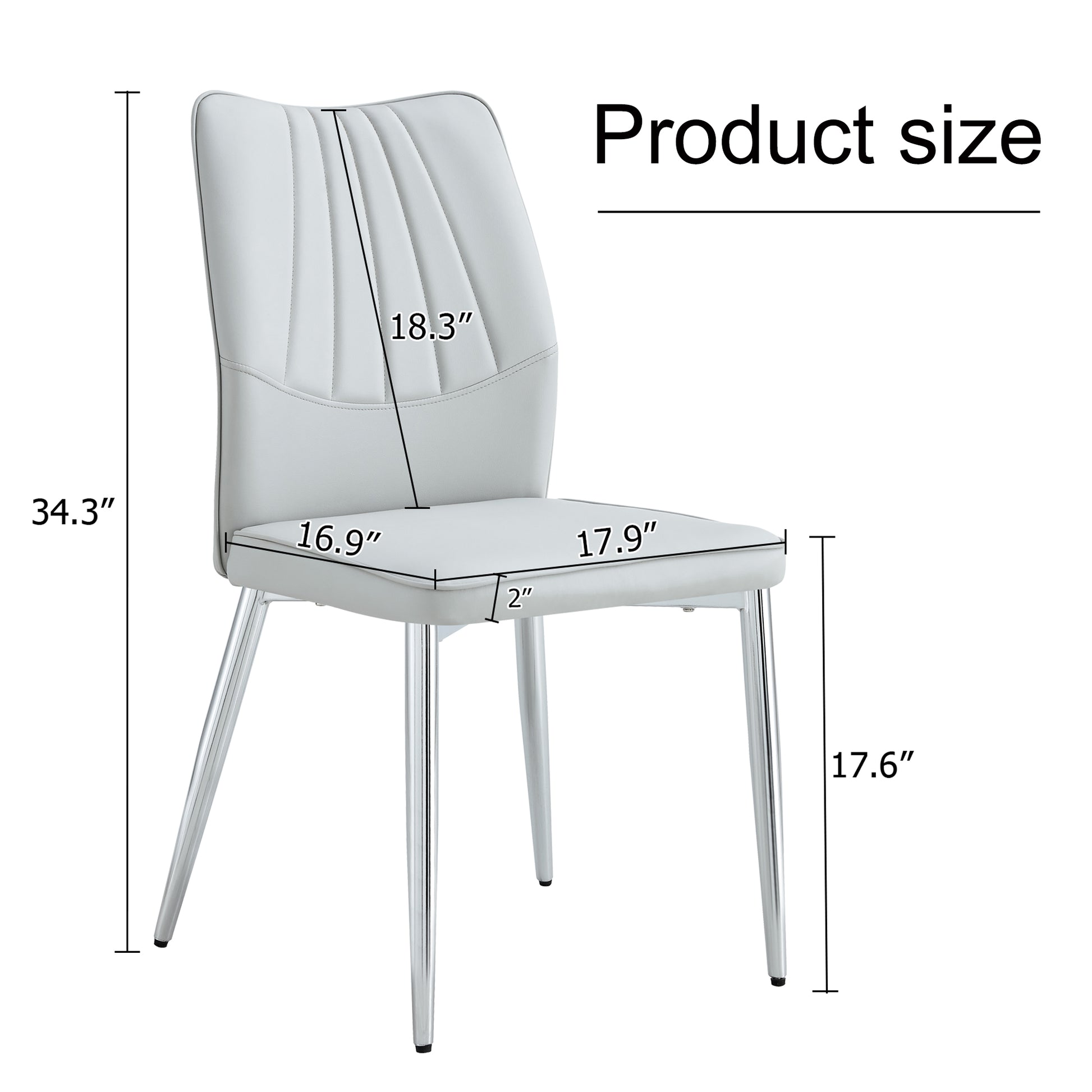 Four Light Gray Dining Chairs. A Medieval Modern Chair Made Of Pu Material With Soft Cushions And Silver Metal Legs. Suitable For Restaurants And Living Rooms Light Gray Pu