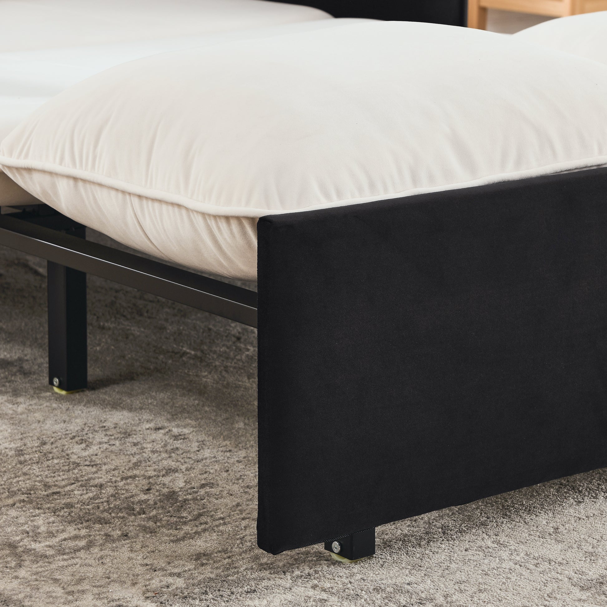 53" Modern Convertible Sofa Bed W 2 Removable Armrests W Usb Power Port, Velvet Recliner Adjustable Sofa W Head Pull Out Bed, 2 Pillows, For Living Room Apartment Etc., White Black Beige Black Foam Velvet