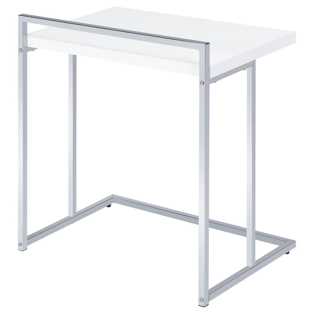 White High Gloss Rectangular Top Snack Table With Metal Legs White White Primary Living Space Contemporary,Modern Rectangular Coffee & End Tables Glossy Wood Sled