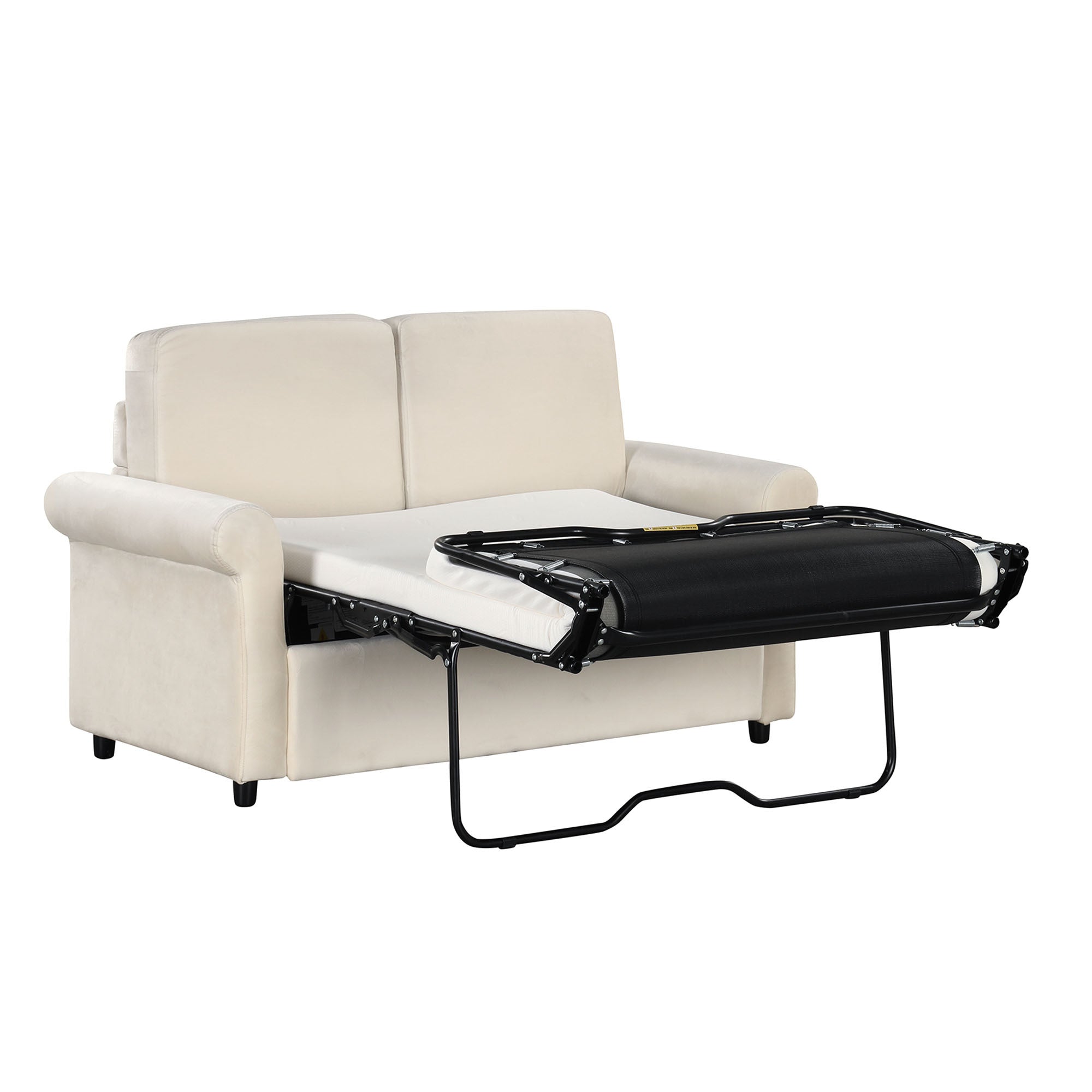 57.4" Pull Out Sofa Bed,Sleeper Sofa Bed with Premium beige-foam-velvet