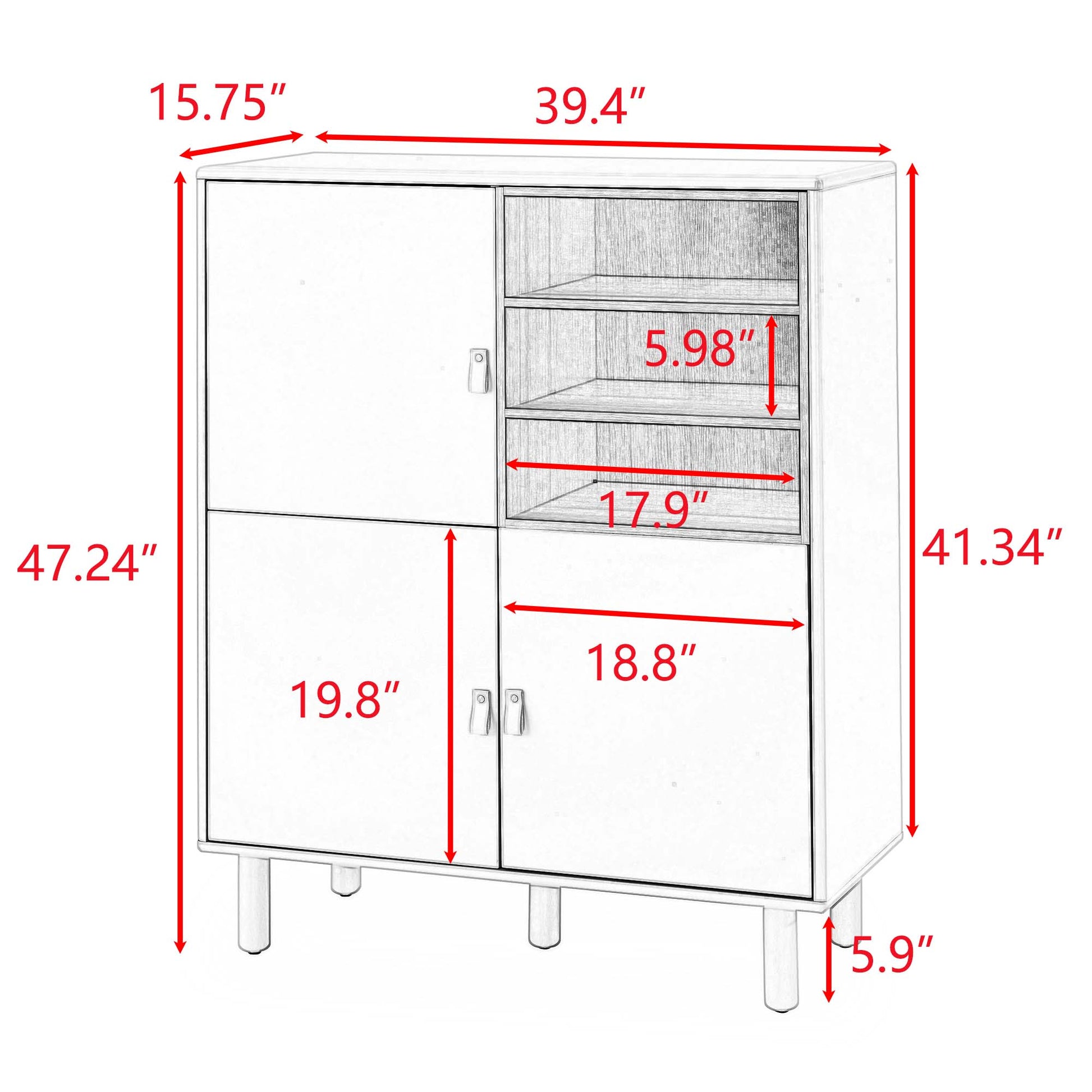 Storage Cabinet With Door, Multifunctional Storage Cabinet, Modern Sideboard Cabinet, Wooden Storage Cabinet, Leather Handle Drawer Cabinet, Home Storage Cabinet, Office Cabinet Blue Solid Wood Mdf