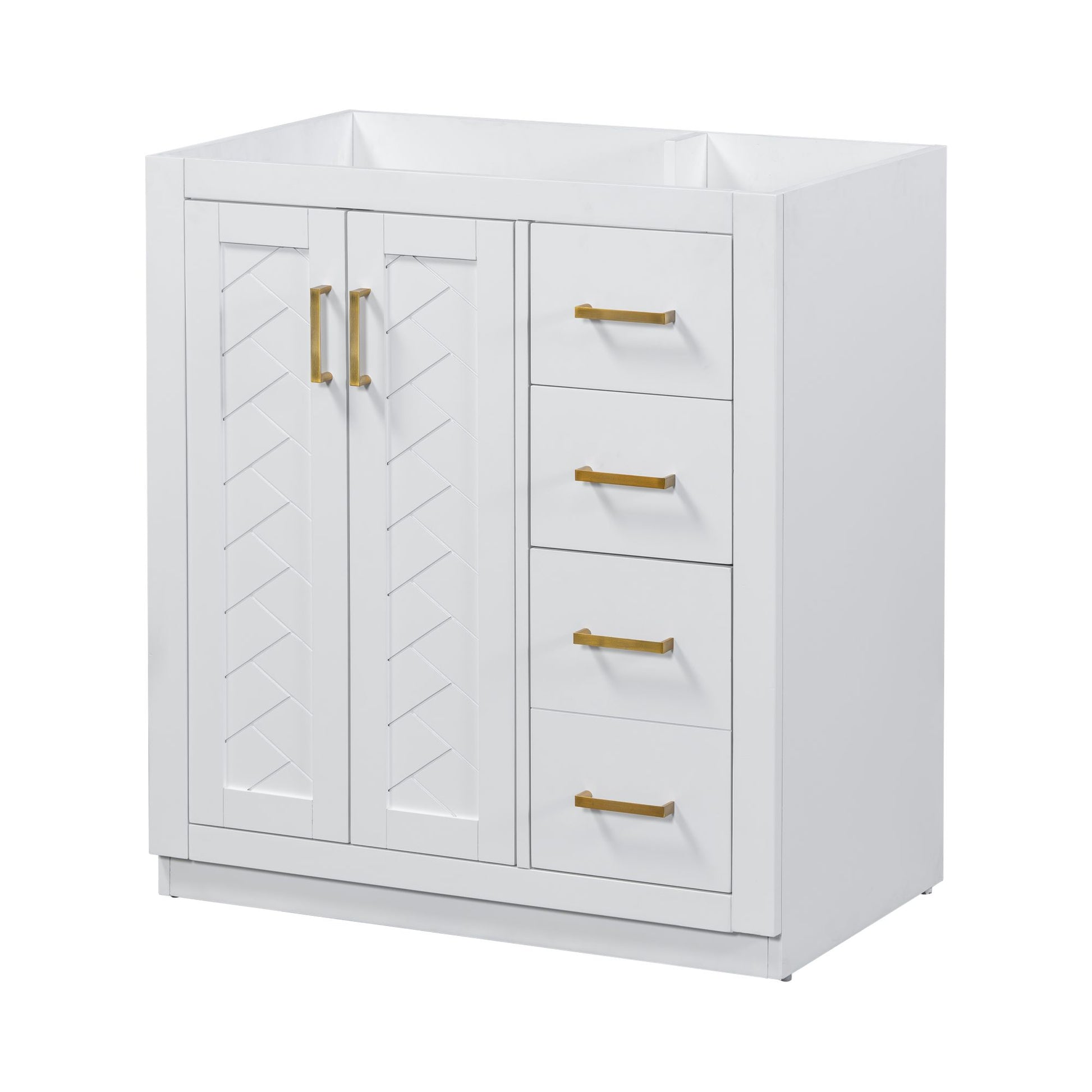 30'' Bathroom Vanity Without Sink,Solid Wood Frame Bathroom Storage Cabinet Only, Freestanding Vanity Set With 3 Drawers& Soft Closing Doors 2 White 2 1 Adjustable Hinges Bathroom Freestanding Solid Wood Mdf Painted