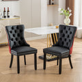 Nikki Collection Modern, High End Tufted Solid Wood Contemporary Pu And Velvet Upholstered Dining Chair With Wood Legs Trim 2 Pcs Set, Black Winered, Burdy,Sw2101Bw Black Burgundy Dining Room American Design Dining Chairs Set Of 2 Foam Pu Leather