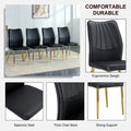 Six Black Dining Chairs. Modern Chairs From The Middle Ages. Made Of Pu Material Cushion And Golden Metal Legs. Suitable For Restaurants And Living Rooms.C 009 Black Pu