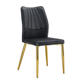 Six Black Dining Chairs. Modern Chairs From The Middle Ages. Made Of Pu Material Cushion And Golden Metal Legs. Suitable For Restaurants And Living Rooms.C 009 Black Pu