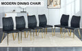 Six Black Dining Chairs. Modern Chairs From The Middle Ages. Made Of Pu Material Cushion And Golden Metal Legs. Suitable For Restaurants And Living Rooms.C 009 Black Pu