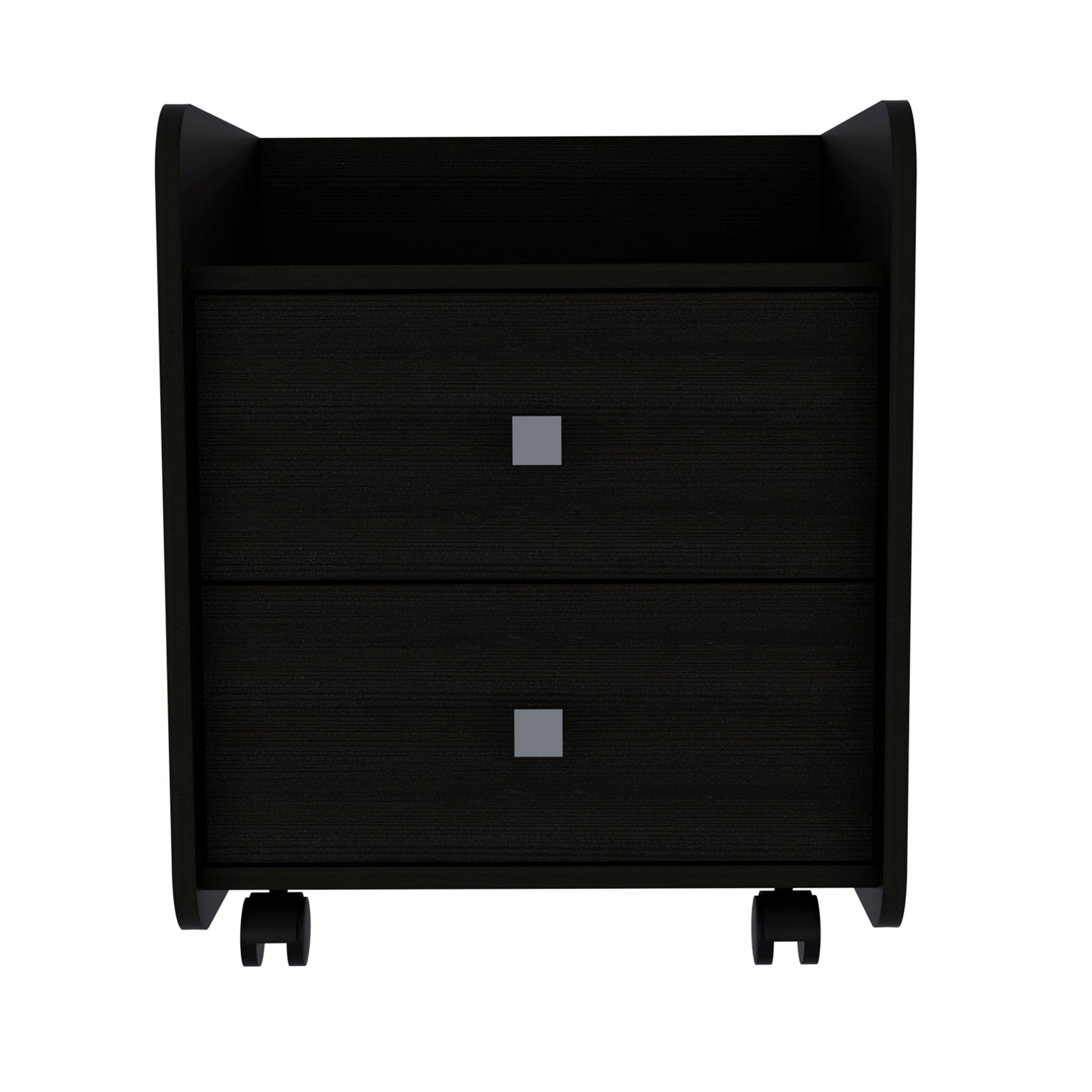 Nightstand 22"H, Two Drawers, Superior Top, Metal Handle, Black Black 2 Drawers Pine Black Particle Board Engineered Wood