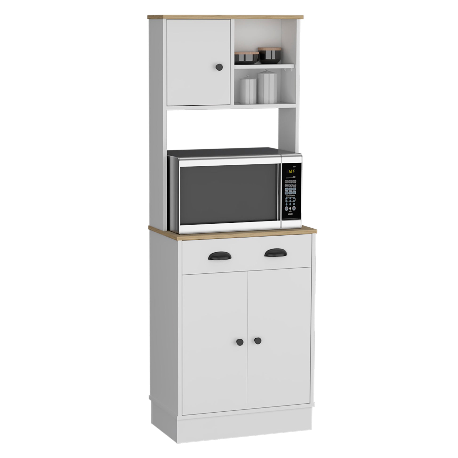 Kitchen Pantry 67" H, Two Cabinets, Three Doors, Two multicolor-contemporary-modern-pine-particle