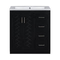 30'' Bathroom Vanity With Resin Sink Combo,Solid Wood Frame Bathroom Storage Cabinet, Freestanding Vanity Set With 3 Drawers& Soft Closing Doors 2 Black 2 1 Adjustable Hinges Bathroom Freestanding Solid Wood Mdf Resin Painted