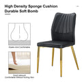 Six Black Dining Chairs. Modern Chairs From The Middle Ages. Made Of Pu Material Cushion And Golden Metal Legs. Suitable For Restaurants And Living Rooms.C 009 Black Pu