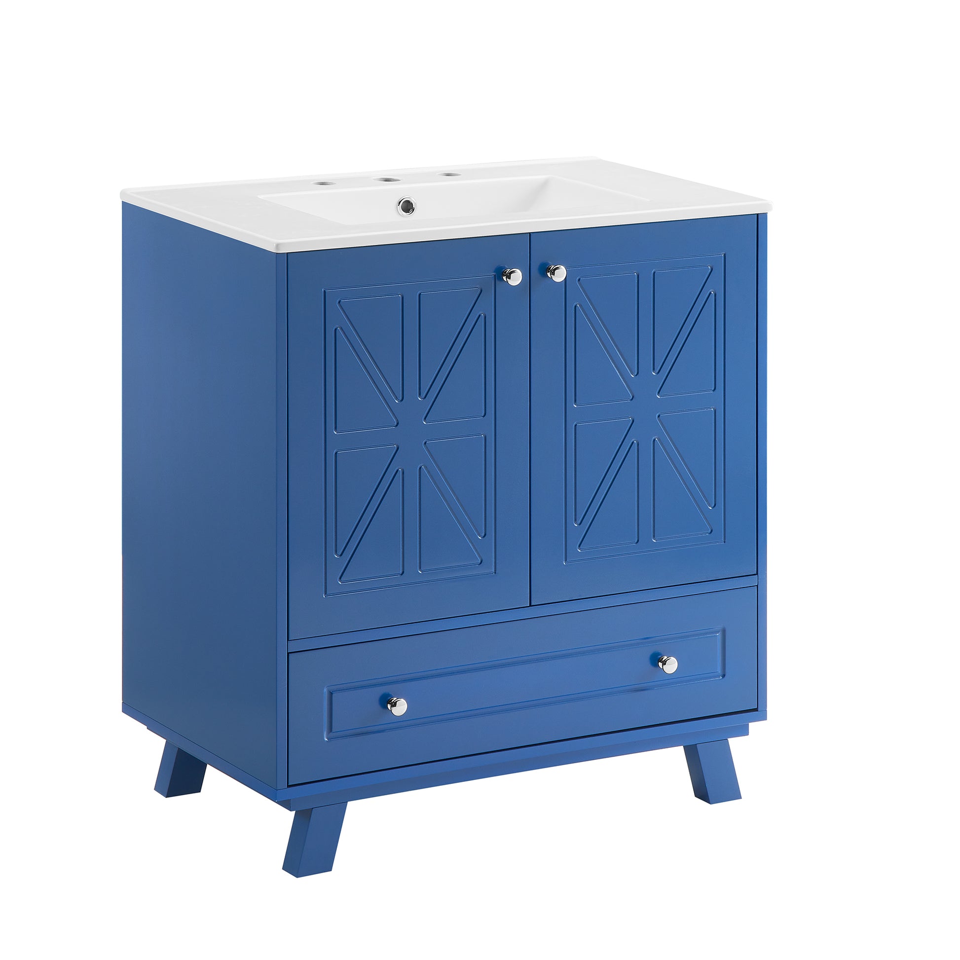 Bathroom Vanity Blue Solid Wood Mdf