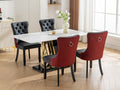 Nikki Collection Modern, High End Tufted Solid Wood Contemporary Pu And Velvet Upholstered Dining Chair With Wood Legs Trim 2 Pcs Set, Black Winered, Burdy,Sw2101Bw Black Burgundy Dining Room American Design Dining Chairs Set Of 2 Foam Pu Leather