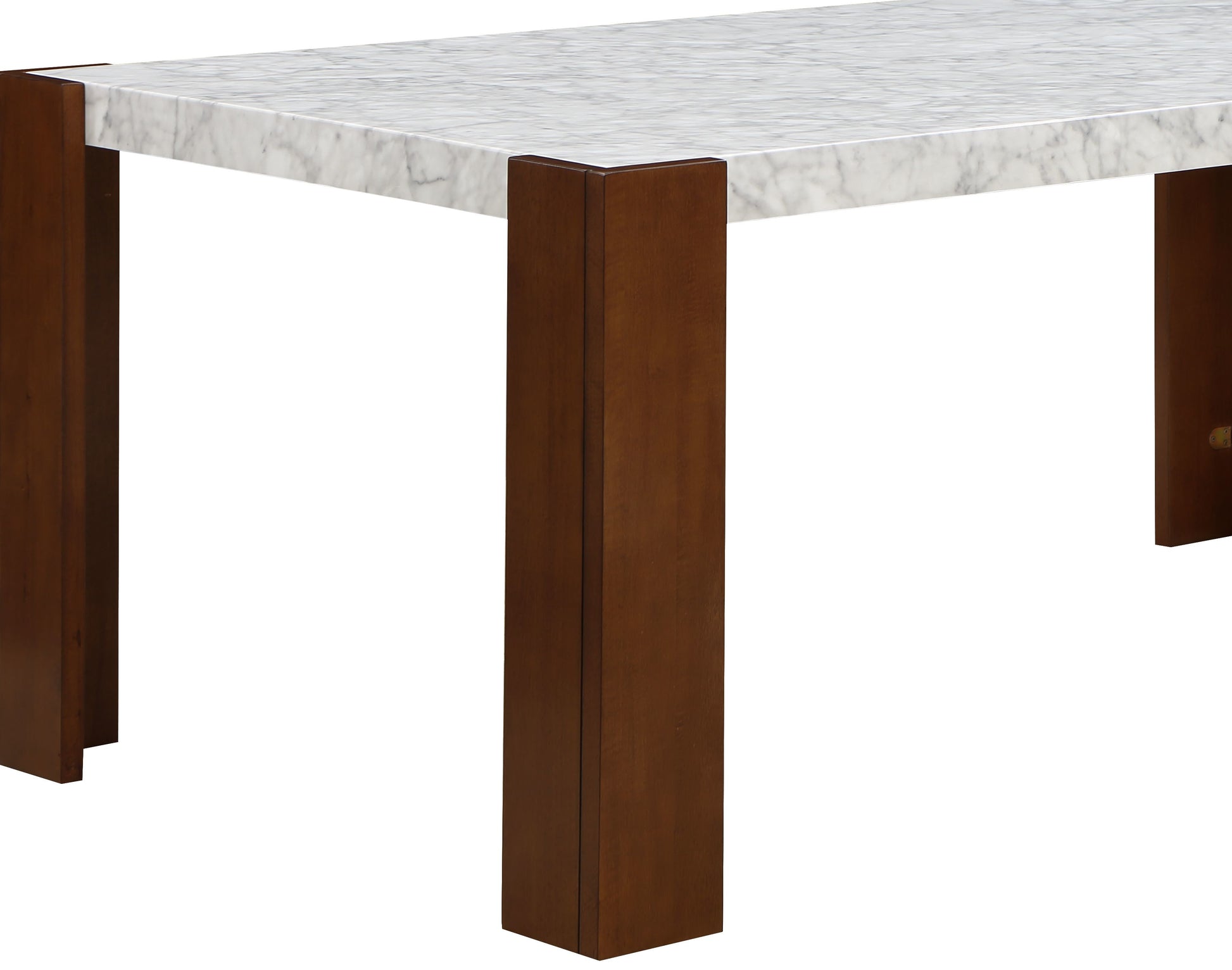 Hettie Dining Table, Engineering Stone & Brown Finish Dn02157 Brown Marble
