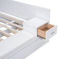 Full Size Wood Storage Hydraulic Platform Bed With Twin Size Trundle, Side Table And Lounge, White Box Spring Not Required Full White Wood Bedroom Bed Frame Solid Wood Mdf