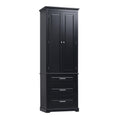 Tall Storage Cabinet With Three Drawers For Bathroom Office, Black Black Mdf