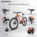 A26322 26 Inch Mountain Bike Adult Aluminum Frame Shock Absorbing Front Fork Bike 21 Speed Disc Brake Mountain Bike Orange Aluminium