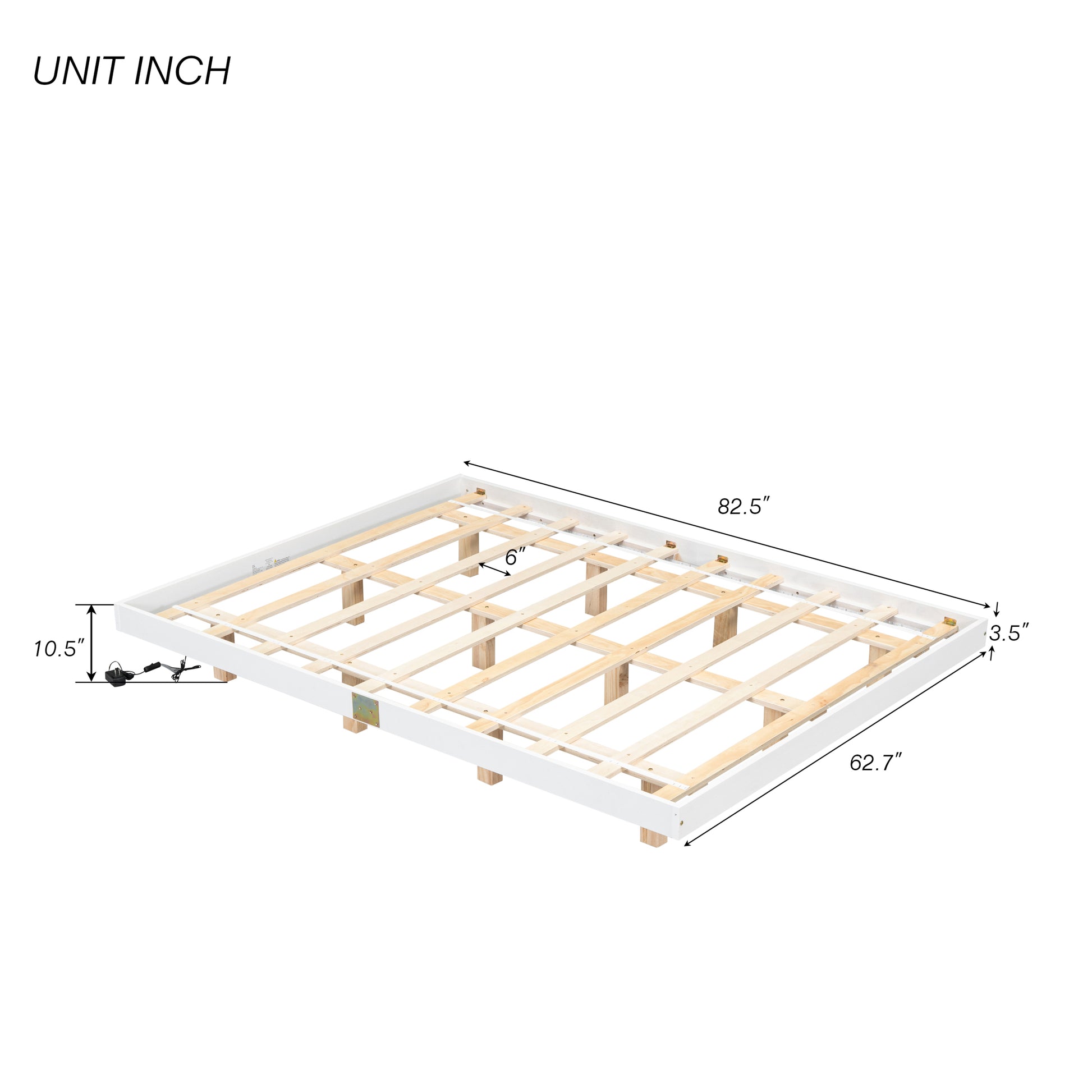 Queen Size Floating Bed With Led Lights Underneath,Modern Queen Size Low Profile Platform Bed With Led Lights,White Queen White Wood Bedroom American Design Pine Bed Frame Pine