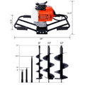 2.7Hp Post Hole Digger 63Cc Two Person Handle Gas Powered 2 Stroke Auger Digging Drill Shaft Size 3 4