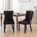 Classic Velvet Dining Chairs, High End Tufted Solid Wood Contemporary Velvet Upholstered Dining Chair With Wood Legs Nailhead, Set Of 2,Black And Patterned,Sw2201Bk Black Dining Room American Design Foam Velvet