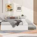 Full Size Wood Storage Hydraulic Platform Bed With Twin Size Trundle, Side Table And Lounge, White Box Spring Not Required Full White Wood Bedroom Bed Frame Solid Wood Mdf