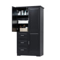 Tall and Wide Storage Cabinet with Doors for Bathroom black-mdf