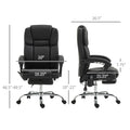 Vinsetto Massage Office Chair With 6 Vibration Points, Heated Reclining Pu Leather Computer Chair With Adjustable Height, Footrest, Black Black Pu Leather