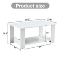 A Modern And Minimalist White Double Layered Rectangular Coffee Table And Coffee Table. Mdf Material Is More Durable And Suitable For Living Rooms, Bedrooms, And Study Rooms. 19.6 