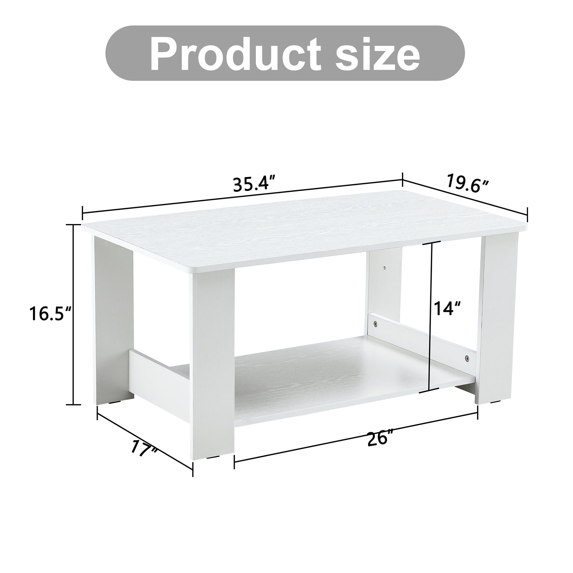 A Modern And Minimalist White Double Layered Rectangular Coffee Table And Coffee Table. Mdf Material Is More Durable And Suitable For Living Rooms, Bedrooms, And Study Rooms. 19.6 "*35.4"*16.5 "Ct 16 White Mdf