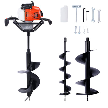 2.7Hp Post Hole Digger 63Cc Gas Powered 2 Stroke Auger Digging Drill Shaft Size 3 4" ,Epa Certificated With L6" L10" L12" Drill Bits Black Steel
