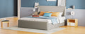 Queen Size Sleigh Bed With Side Tilt Hydraulic Storage System, Linen Upholstery, Gray Gray Linen