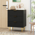 3 Drawer Cabinet, Accent Storage Cabinet, Suitable For Bedroom, Living Room, Study Black Particle Board