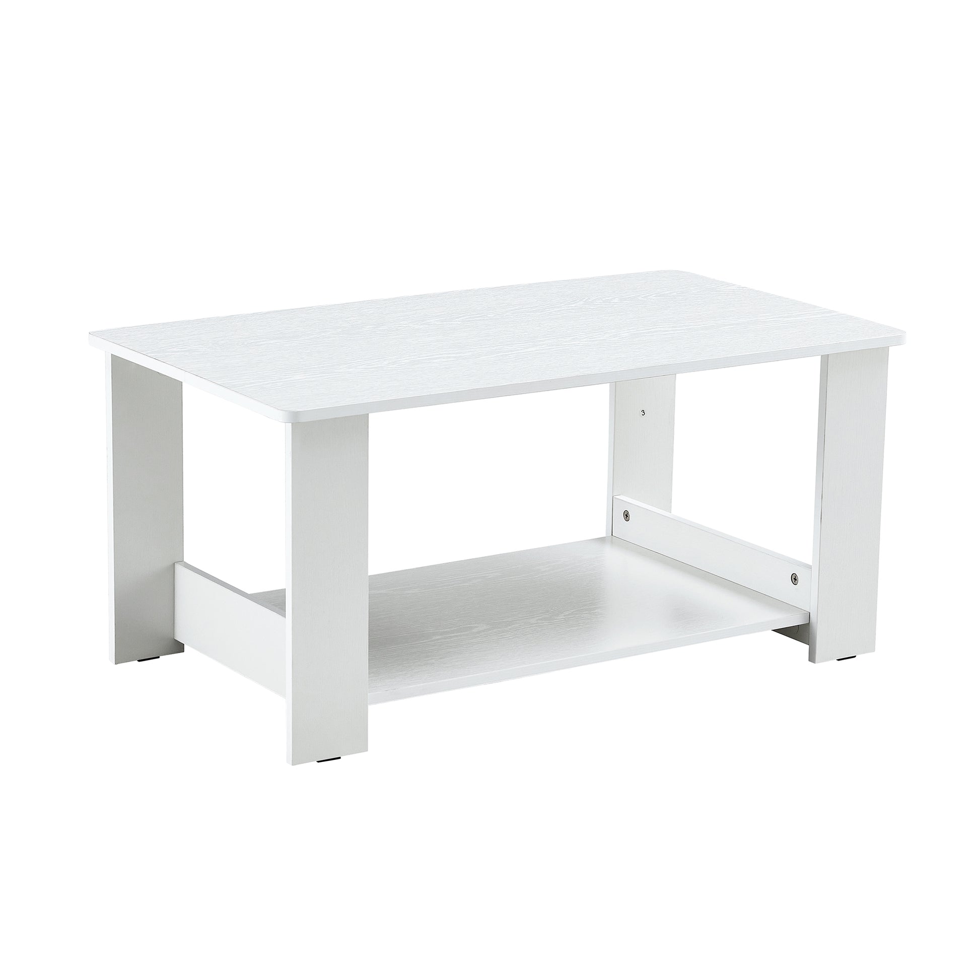 A Modern And Minimalist White Double Layered Rectangular Coffee Table And Coffee Table. Mdf Material Is More Durable And Suitable For Living Rooms, Bedrooms, And Study Rooms. 19.6 "*35.4"*16.5 "Ct 16 White Mdf