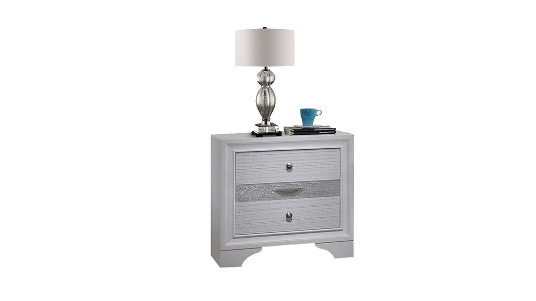 Matrix Traditional 2 Drawer Nightstand Made With Wood In White White 2 Drawers Bedroom Bedside Cabinet Traditional Drawers White Solid Wood Mdf Wood