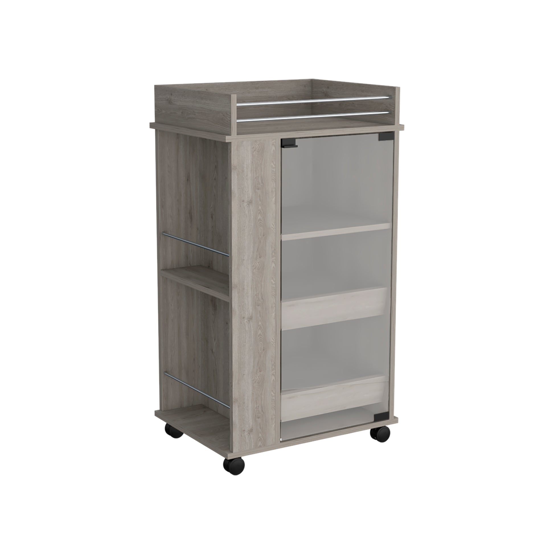 Light Gray Kitchen Cabinet, Bar Cart With Wheels