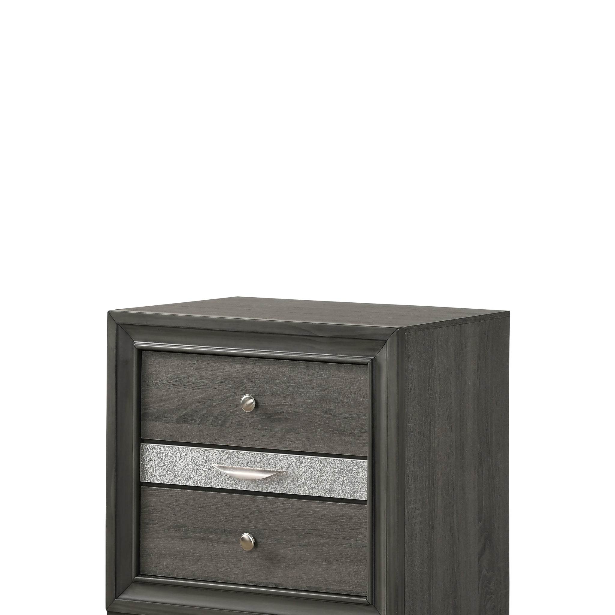 Matrix Traditional 2 Drawers Nightstand Made With Wood In Gray Grey Gray 2 Drawers Bedroom Bedside Cabinet Traditional Drawers Solid Wood Mdf Wood