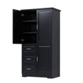 Tall and Wide Storage Cabinet with Doors for Bathroom black-mdf