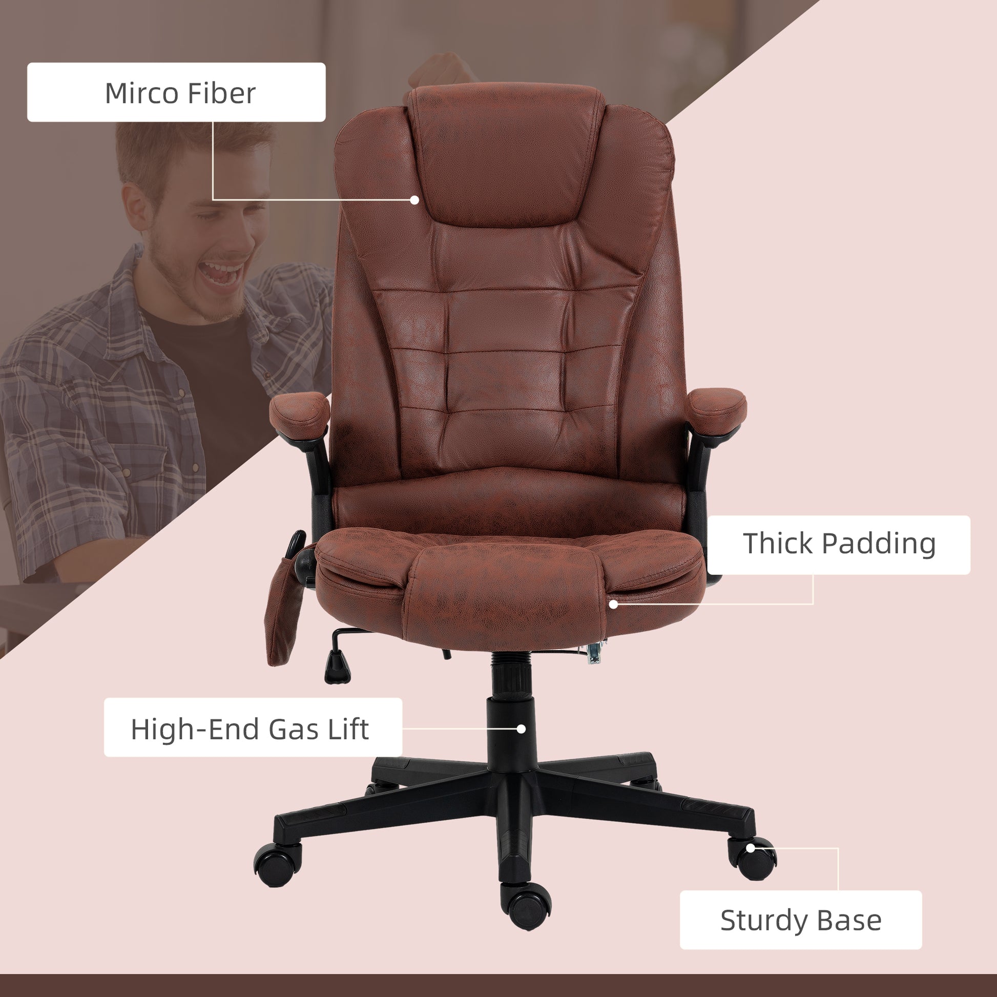Homcom 6 Point Vibrating Massage Office Chair With Heat, Microfiber Hi Homcom 6 Point Vibrating Massage Office Chair With Heat, Microfiber Hi