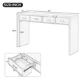 Modern Minimalist Console Table With Open Tabletop And Four Drawers With Metal Handles For Entry Way, Living Room And Dining Room White White Mdf