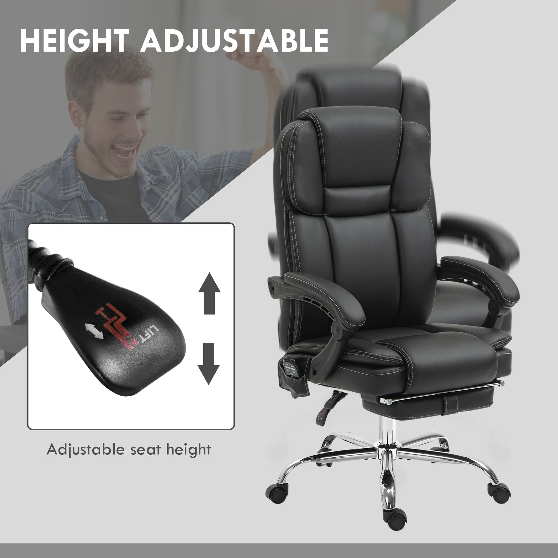 Vinsetto Massage Office Chair With 6 Vibration Points, Heated Reclinin Vinsetto Massage Office Chair With 6 Vibration Points, Heated Reclinin