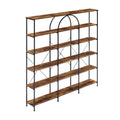 6 Tier Bookcase Home Office Open Bookshelf, Vintage Industrial Style Shelf With Metal Frame, Mdf Board, Brown Brown Mdf Steel