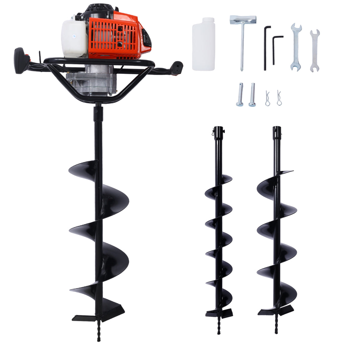 2.7Hp Post Hole Digger 63Cc Gas Powered 2 Stroke Auger Digging Drill Shaft Size 3 4" ,Epa Certificated With L4" L6" L8" Drill Bits Black Steel