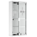 Kleankin Wall Mounted Medicine Cabinet, Locking Wall Cabinet With 4 Tier Shelves, Stainless Steel Frame And Glass Door, Lockable With 2 Keys, Silver, 12