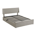 Queen Size Sleigh Bed With Side Tilt Hydraulic Storage System, Linen Upholstery, Gray Gray Linen