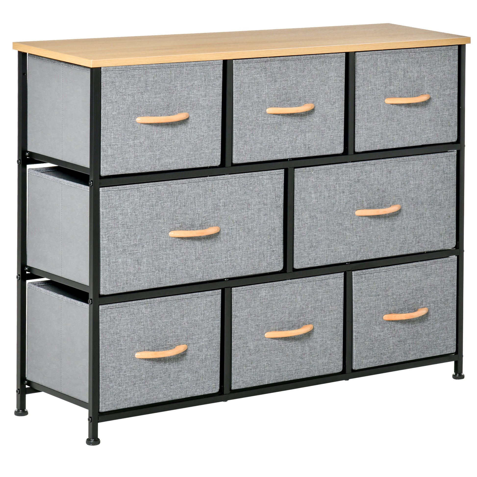 8 drawer grey dresser Homcom 8 Drawer Dresser, 3 Tier Fabric Chest Of Drawers, Storage Tower