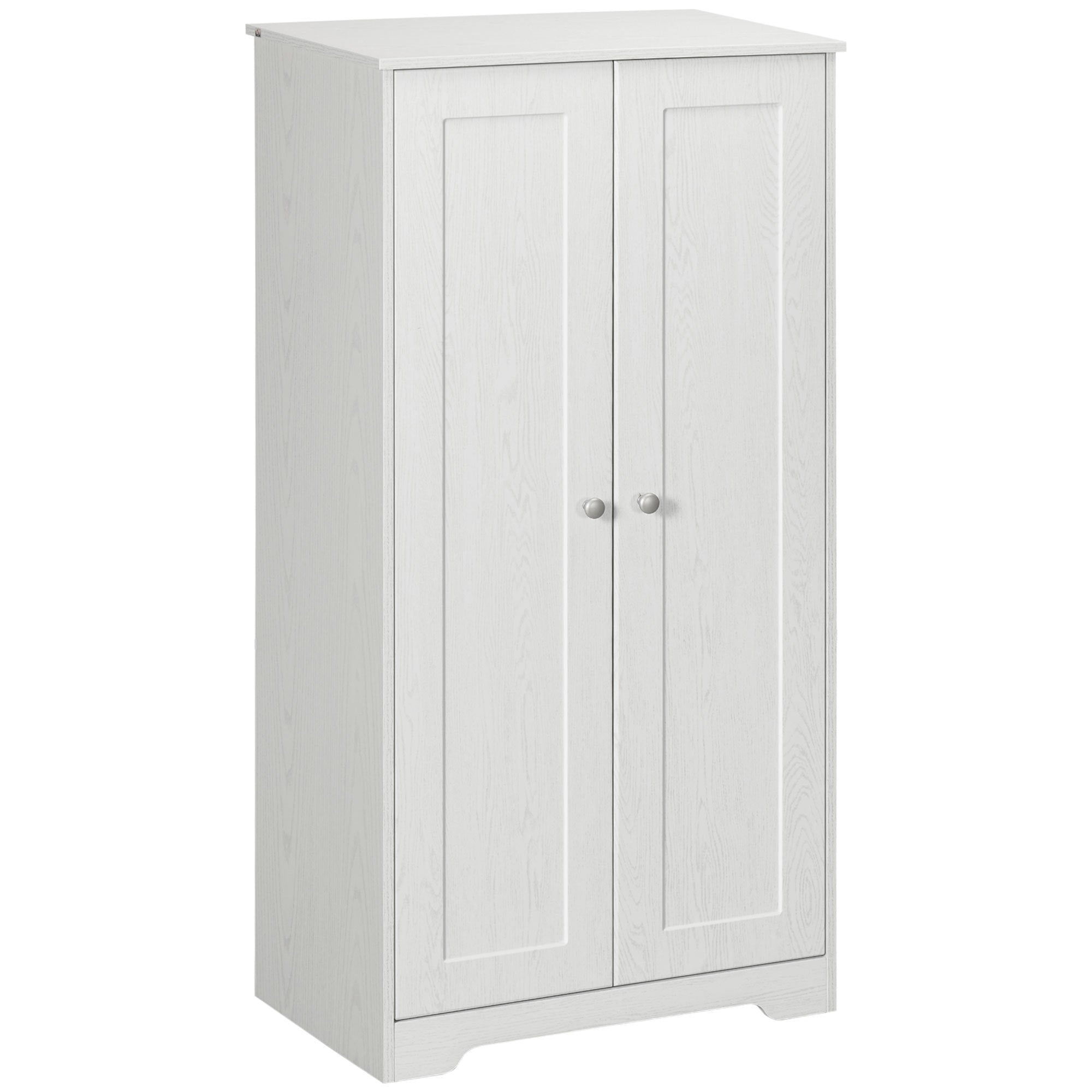 Homcom Kitchen Pantry Storage Cabinet, Freestanding Kitchen Cupboard With 2 Doors, Adjustable Shelves For Dining Room, White White Particle Board